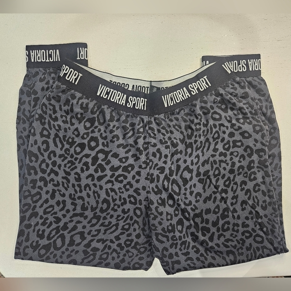 Victoria's Secret Black Leopard Print Track Pants